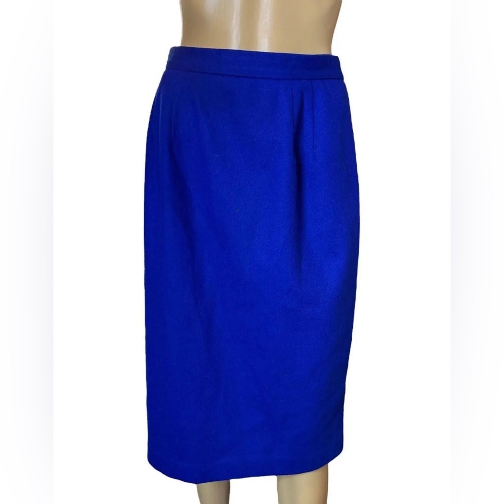 Worthington Pencil Skirts Size 10 Blue Rey 100% Wool Lined High Rise